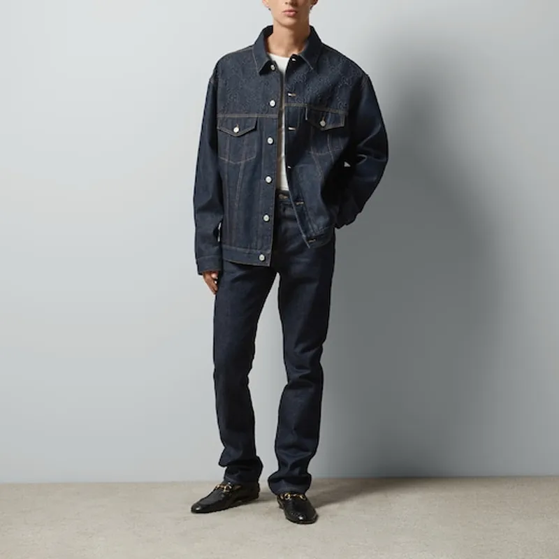 GUCCI Collared Button Up Denim Jacket-1
