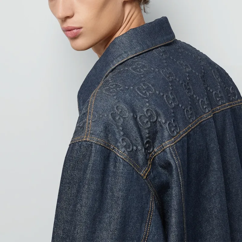 GUCCI Collared Button Up Denim Jacket-4