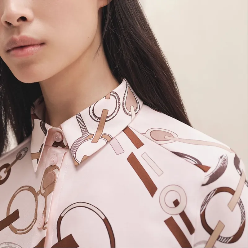 HERMES Shirts Women's Rose Pink-2