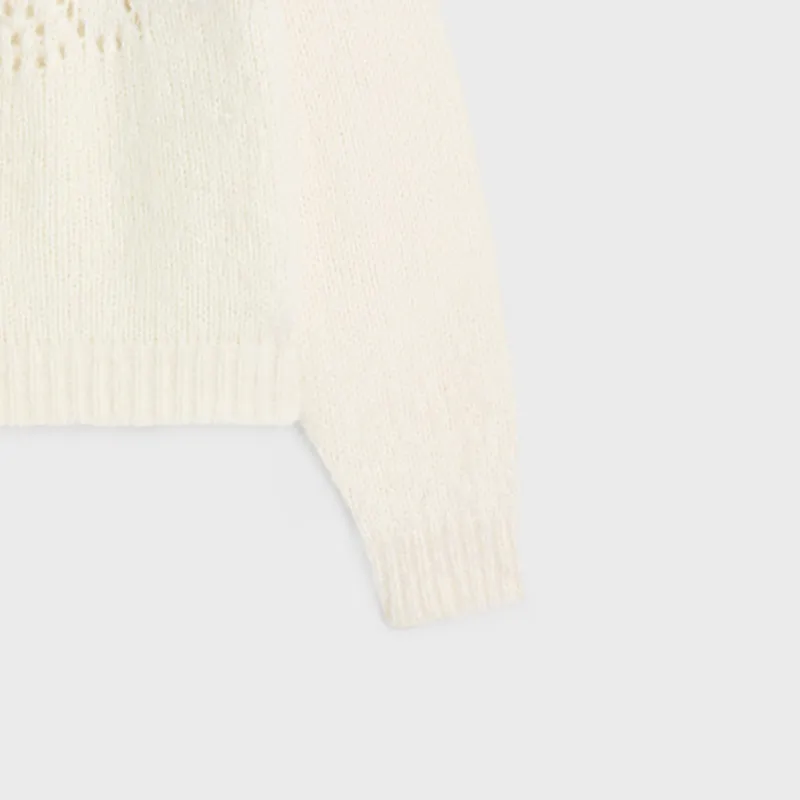 CELINE Crew Neck Sweater In Triomphe Fair Isle Alpaca Wool Pointelle-5