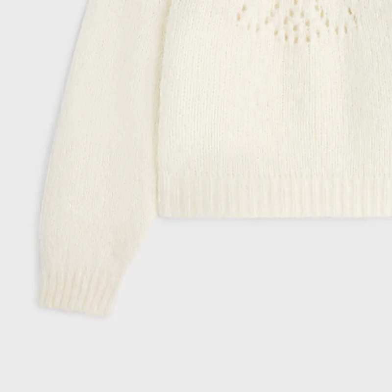 CELINE Crew Neck Sweater In Triomphe Fair Isle Alpaca Wool Pointelle-4