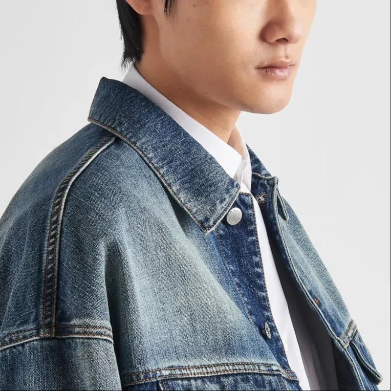 PRADA Trucker Button Up Denim Jacket-4