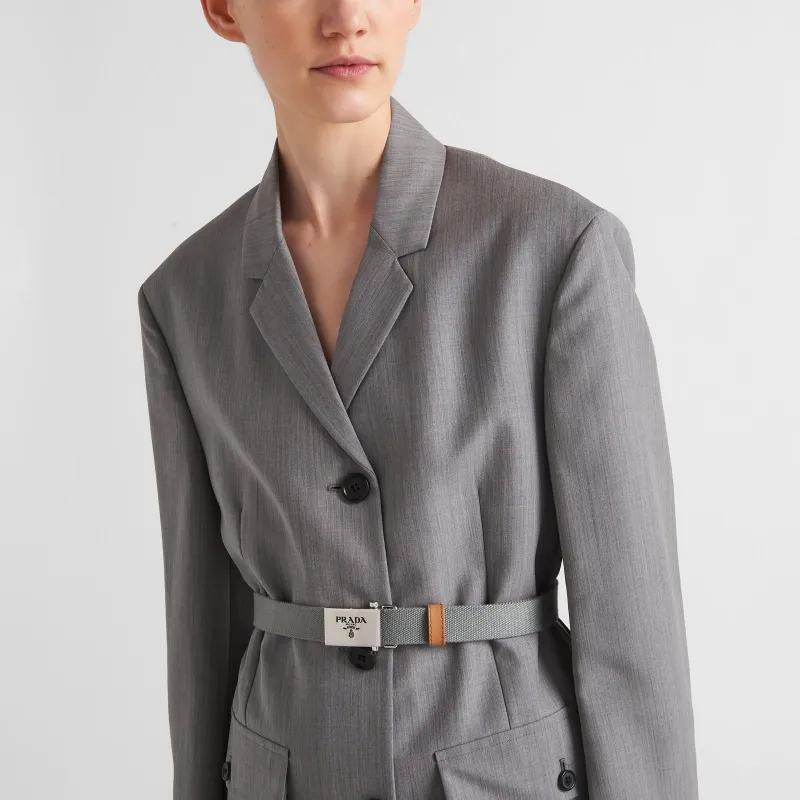 PRADA Button Up Belted Jacket-2