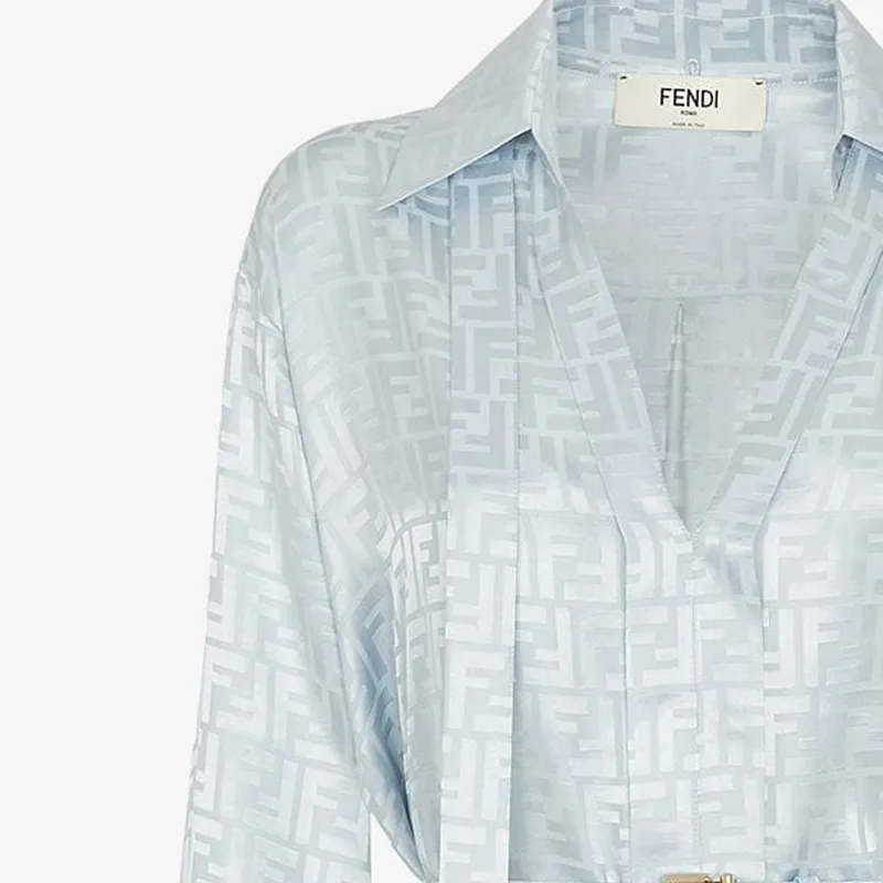 FENDI Long Sleeved Dress Women's Light Blue-2