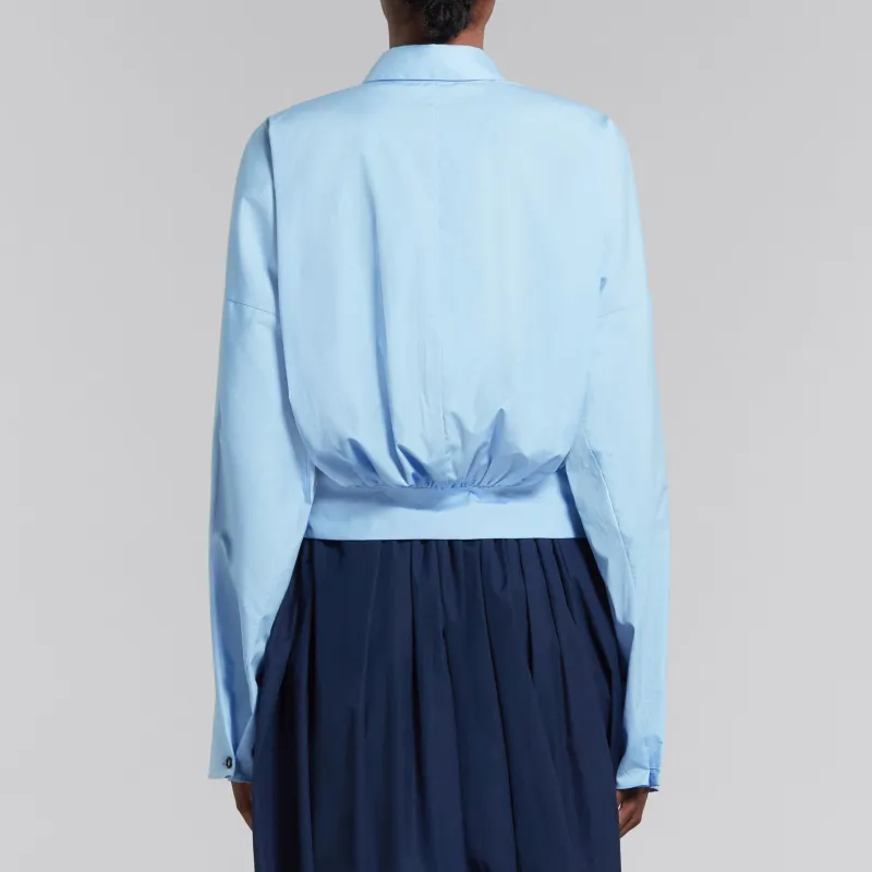 MARNI Long Sleeve Cropped Shirt 'Iris Blue'-2