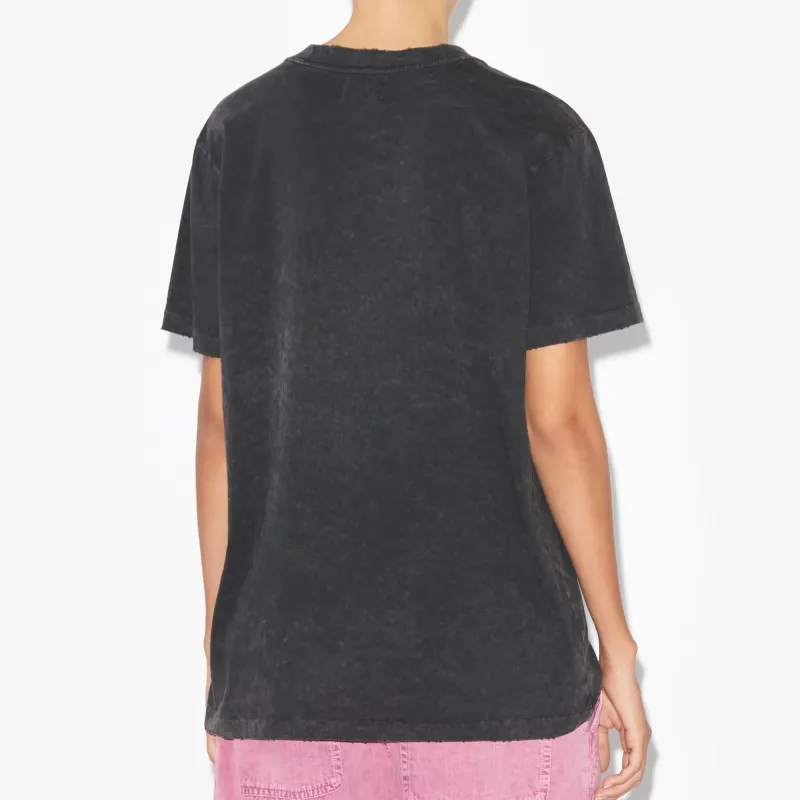 ISABEL MARANT ETOILE SS24 Drop Shoulder Sleeve T Shirt Women's Faded Black-2