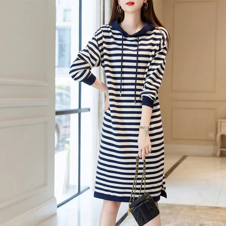 【dme】 Long Sleeved Dresses Women's Navy Blue-1