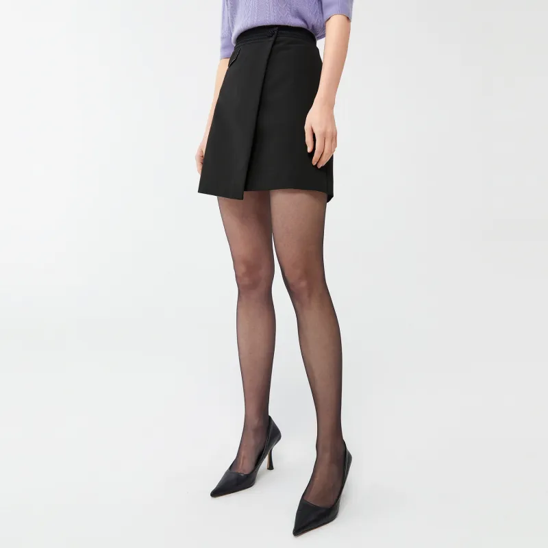 JZ. ANNAKRO Casual Short Skirts Women's Plain Black-1