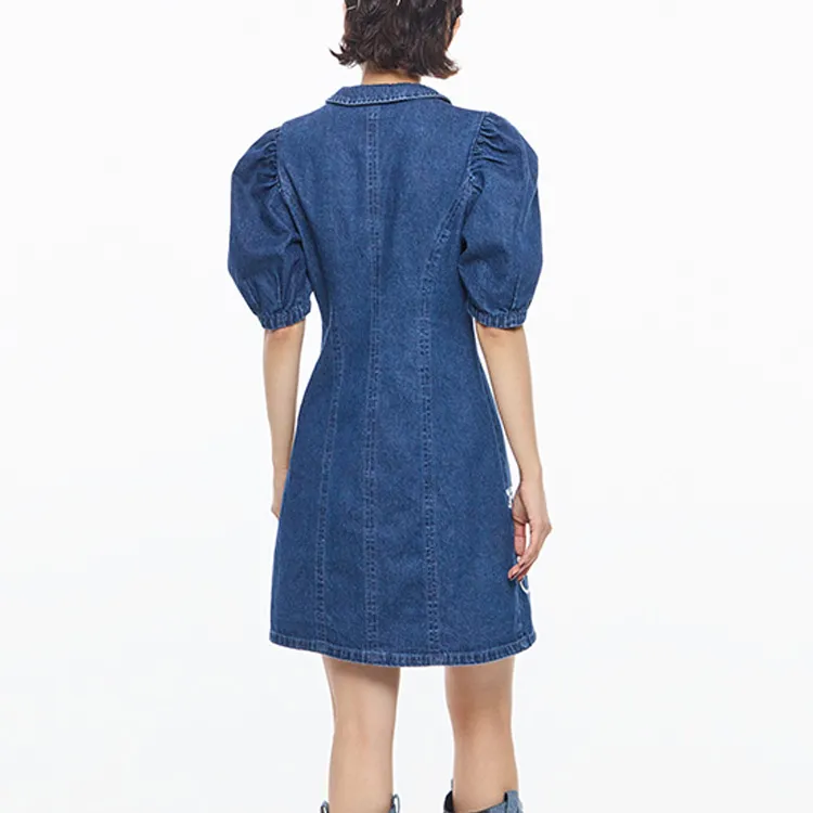 MOUSSY Short Sleeved Dresses Women's Blue-3