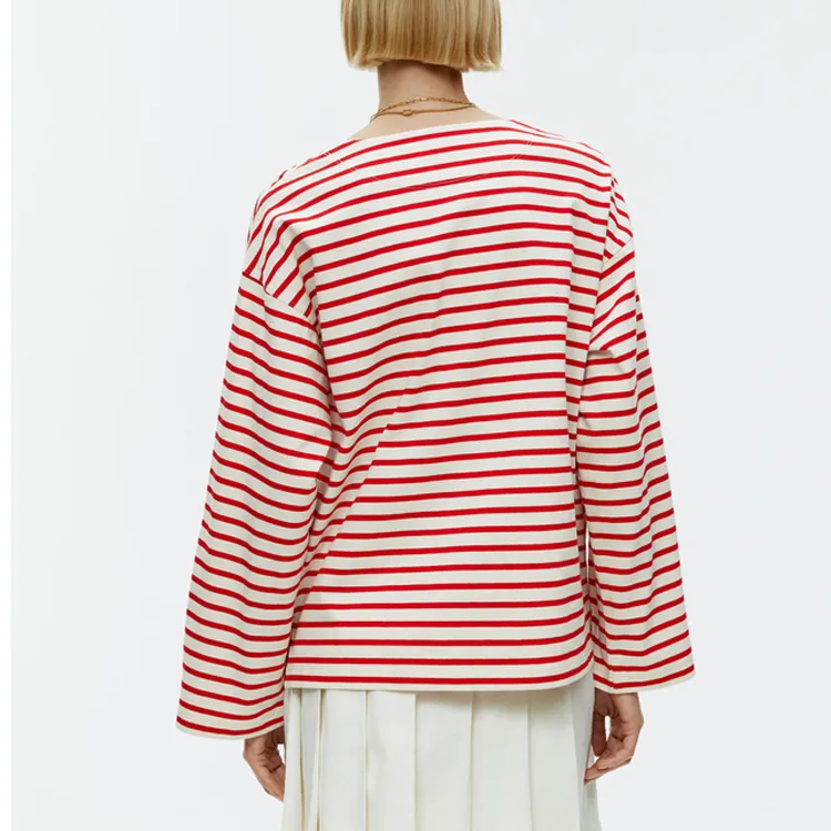 ARKET Drop Shoulder Sleeve T-Shirt Women's White/Red-2