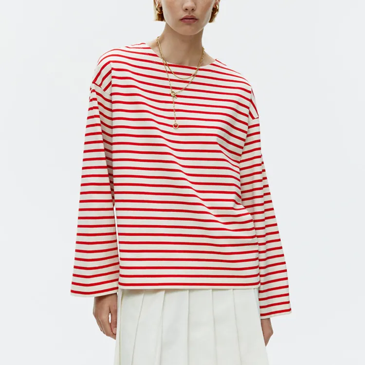 ARKET Drop Shoulder Sleeve T-Shirt Women's White/Red-1