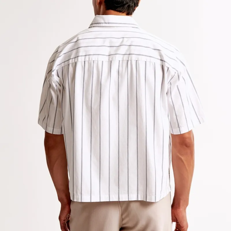 Abercrombie＆Fitch Shirt Men's White Base Stripes-2