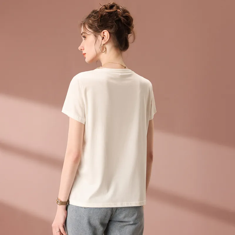 FENHONGMALI T Shirt Women's White-2