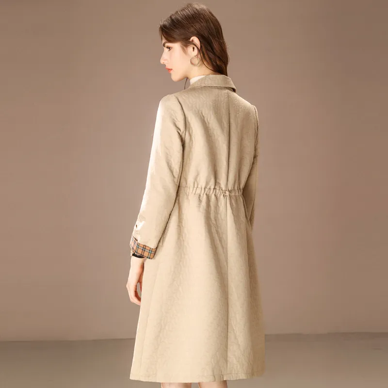 FENHONGMALI Trench Coat Women's Ecru-2
