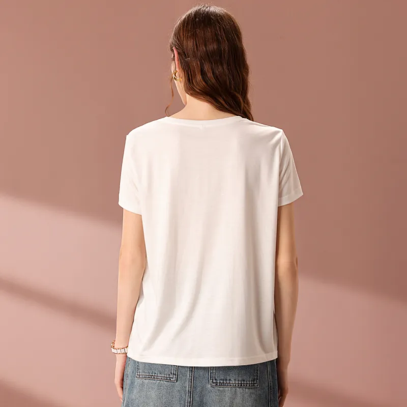 FENHONGMALI T Shirt Women's White-1