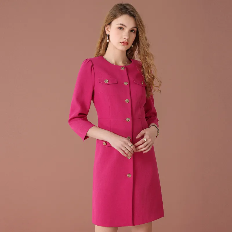 FENHONGMALI Long-Sleeved Dresses Women's Dragon Fruit Red-2
