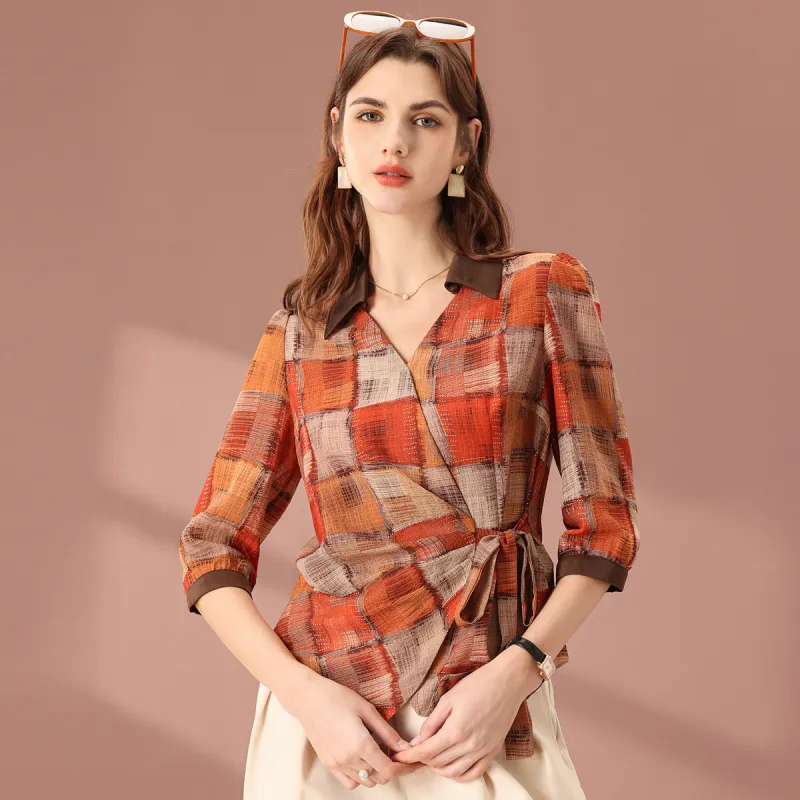 FENHONGMALI Shirt Women's Orange-1