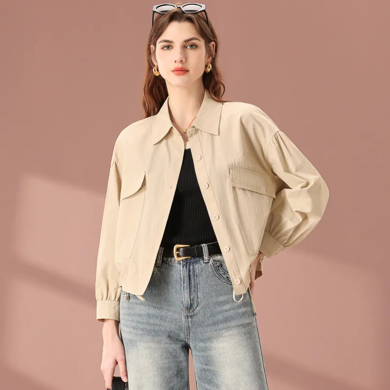 FENHONGMALI Jackets Coats Women's Apricot-1