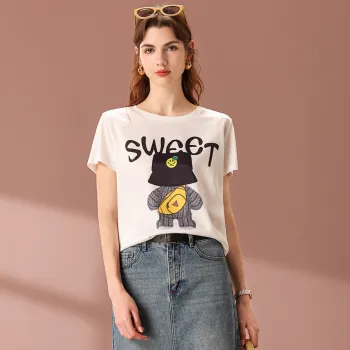 FENHONGMALI T Shirt Women's White