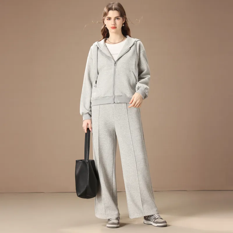 FENHONGMALI Casual Suit Women's Medium Gray-1