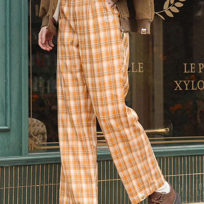 B.Duck Casual Pants Women's Yellow Plaid-2