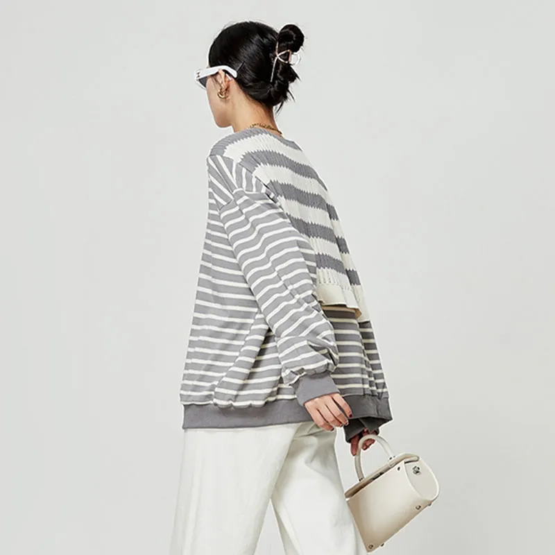 Weekly Sweatshirt Women's Gray White Stripes-3