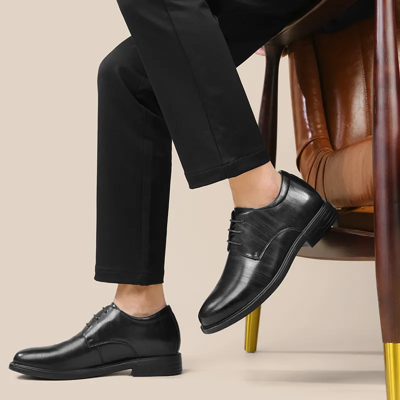 HLA Dress Shoes Men Low Top Black-5