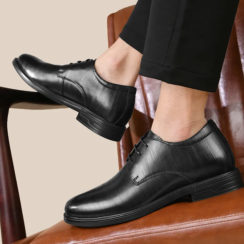 HLA Dress Shoes Men Low Top Black-7