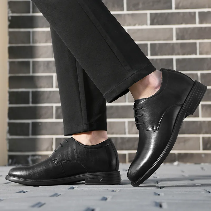 HLA Dress Shoes Men Low Top Black-9
