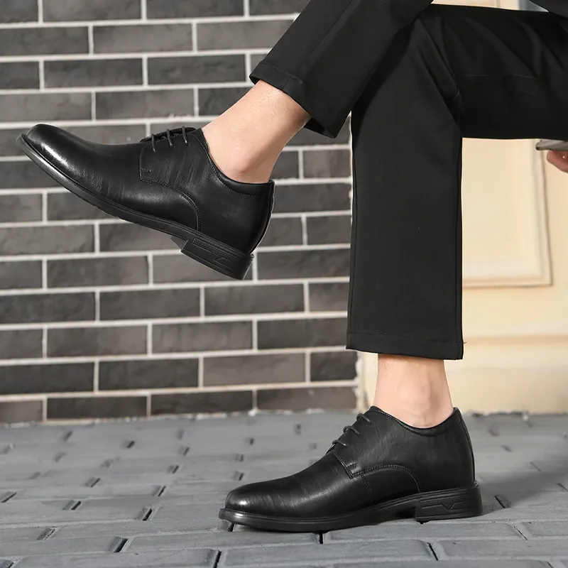 HLA Dress Shoes Men Low Top Black-8