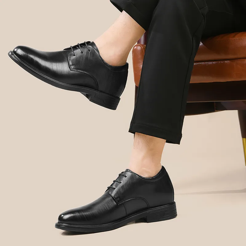 HLA Dress Shoes Men Low Top Black-6