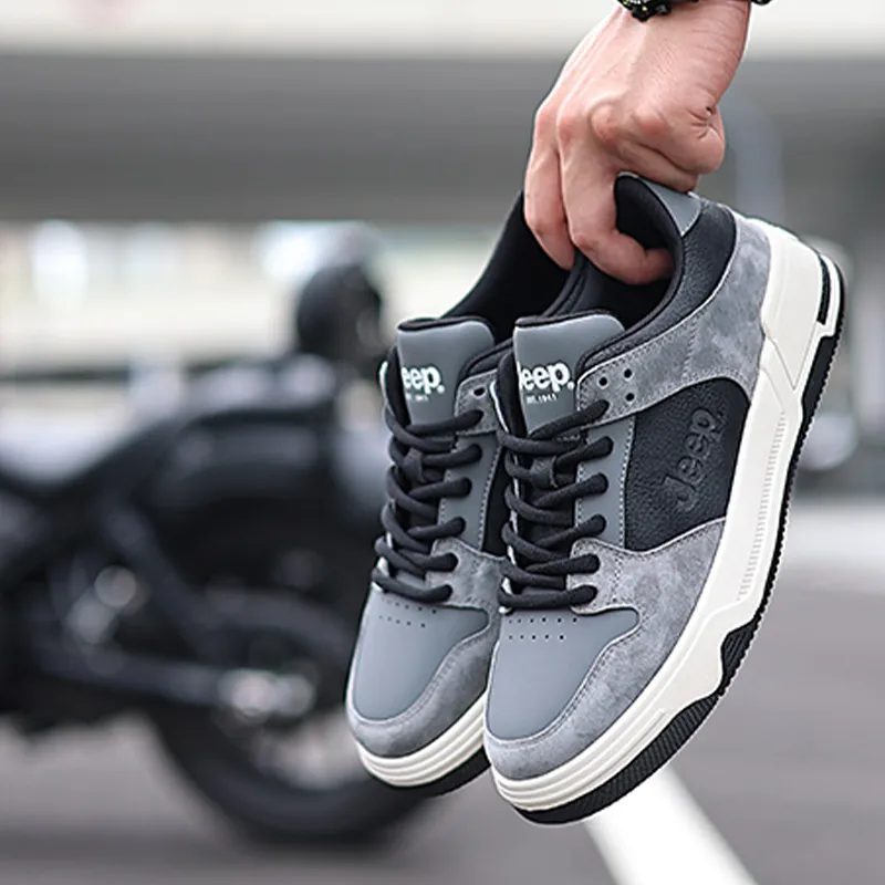 Jeep Anti-Slip Wear-Resistant Low-Top Skateboard Shoes Men's Gray-6