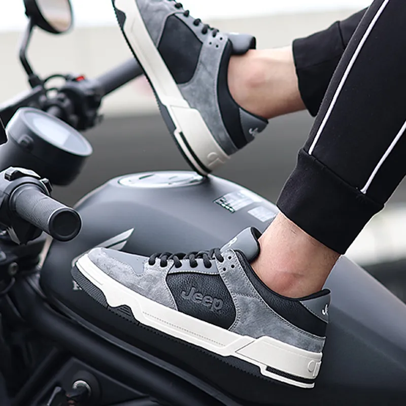 Jeep Anti-Slip Wear-Resistant Low-Top Skateboard Shoes Men's Gray-7