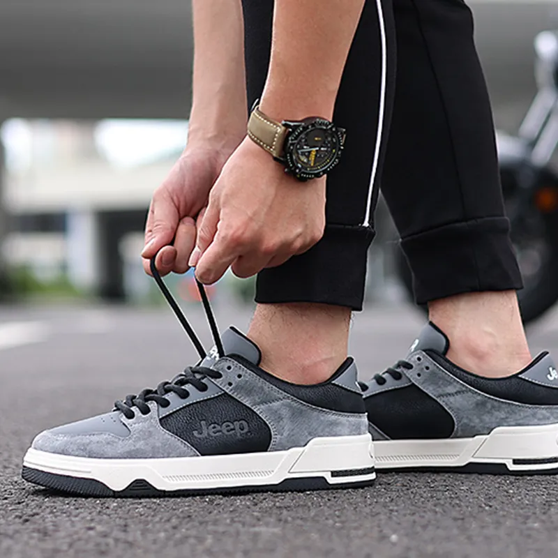 Jeep Anti-Slip Wear-Resistant Low-Top Skateboard Shoes Men's Gray-5