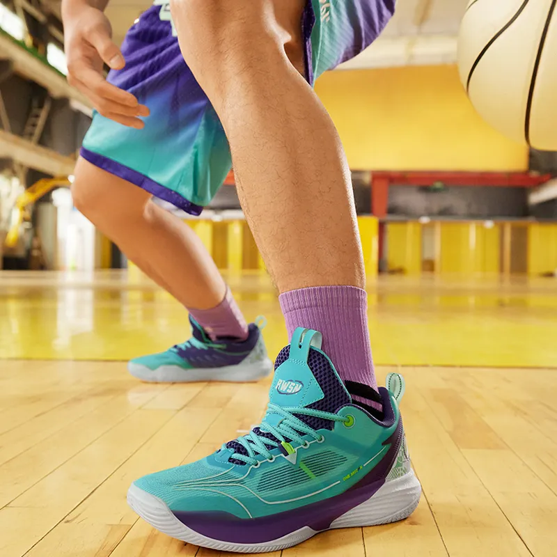 361° ONE MOTION Wave Series Basketball Shoes Men Low Top Jade Green/Ultraviolet-5