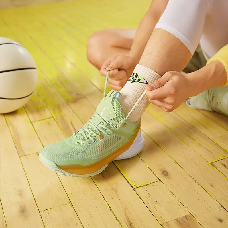 361° ONE MOTION Wave Series Basketball Shoes Men Low Top Light Fruit Green/Cheese Yellow-5