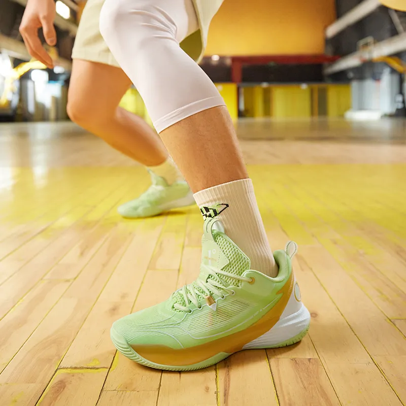 361° ONE MOTION Wave Series Basketball Shoes Men Low Top Light Fruit Green/Cheese Yellow-9