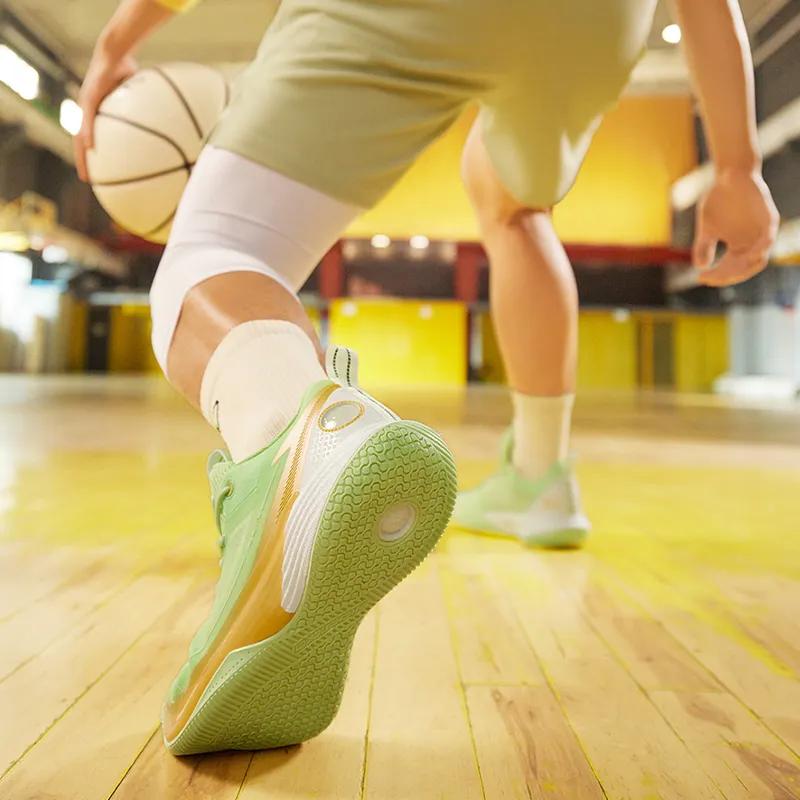 361° ONE MOTION Wave Series Basketball Shoes Men Low Top Light Fruit Green/Cheese Yellow-7