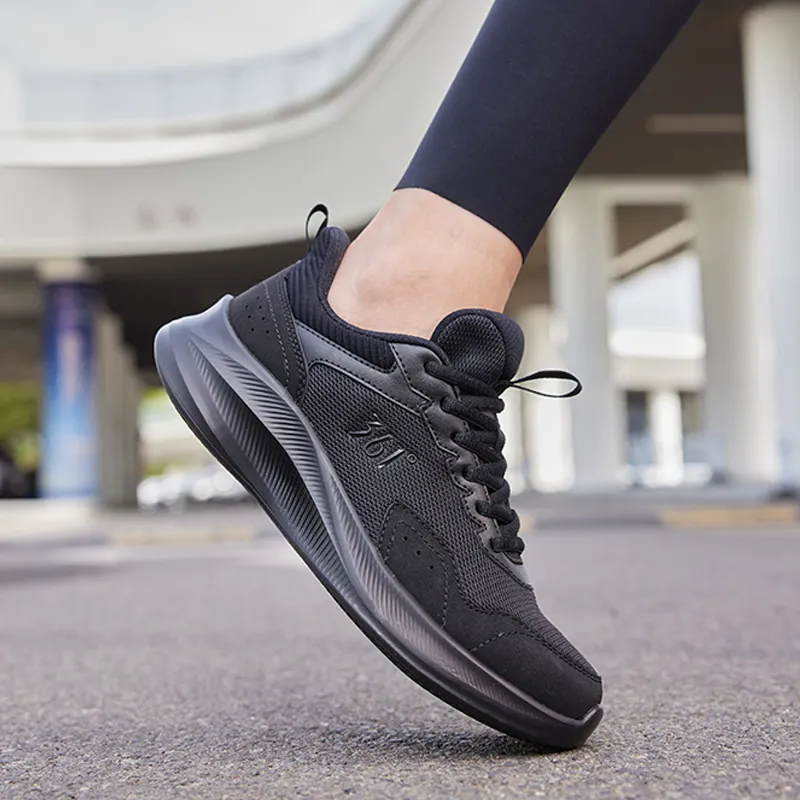 361° Cushioned Slip Resistant Low Top Running Shoes Women's Obsidian Black-7
