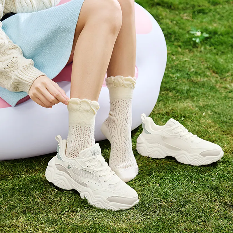 361° Cute Paw 2 Cushioning Wear Resistant Low Top Casual Shoes Women's Feather White-5