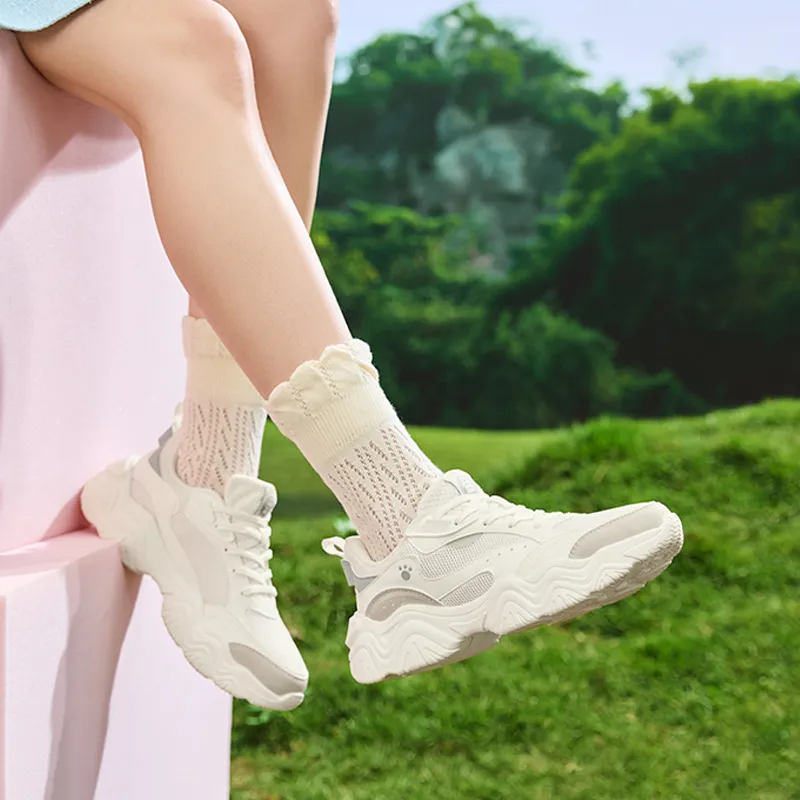361° Cute Paw 2 Cushioning Wear Resistant Low Top Casual Shoes Women's Feather White-7