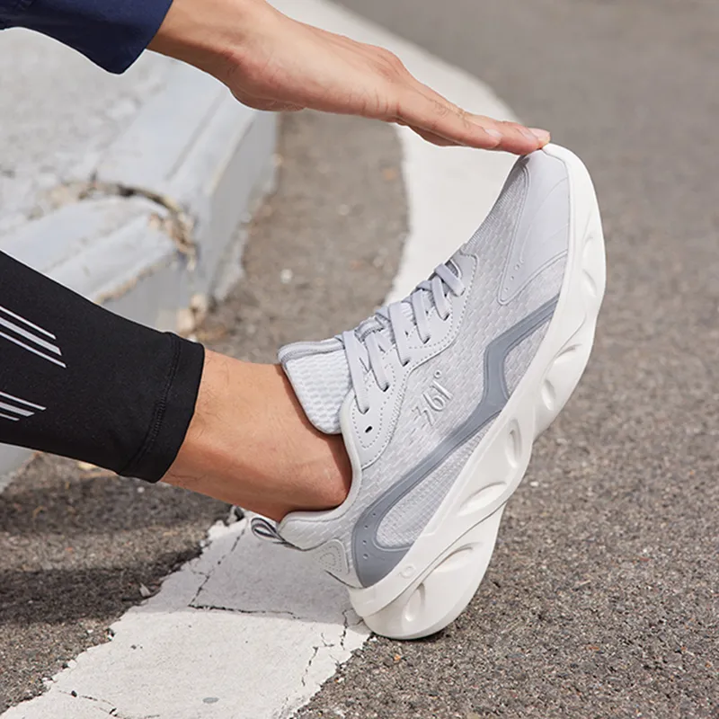 361° Light Feathers Cushioning Anti Slip Wear Resistant Breathability Low Top Running Shoes Men's Photon Gray-12