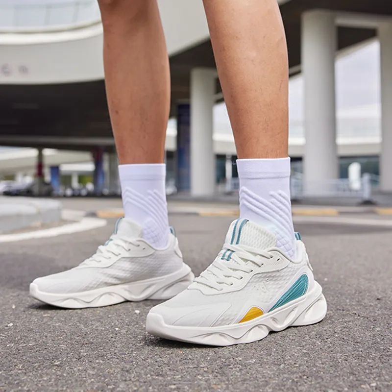 361° Light Feather Cushioning, Slip Resistant, Abrasion Resistant, Breathable Low Top Running Shoes White Green-6