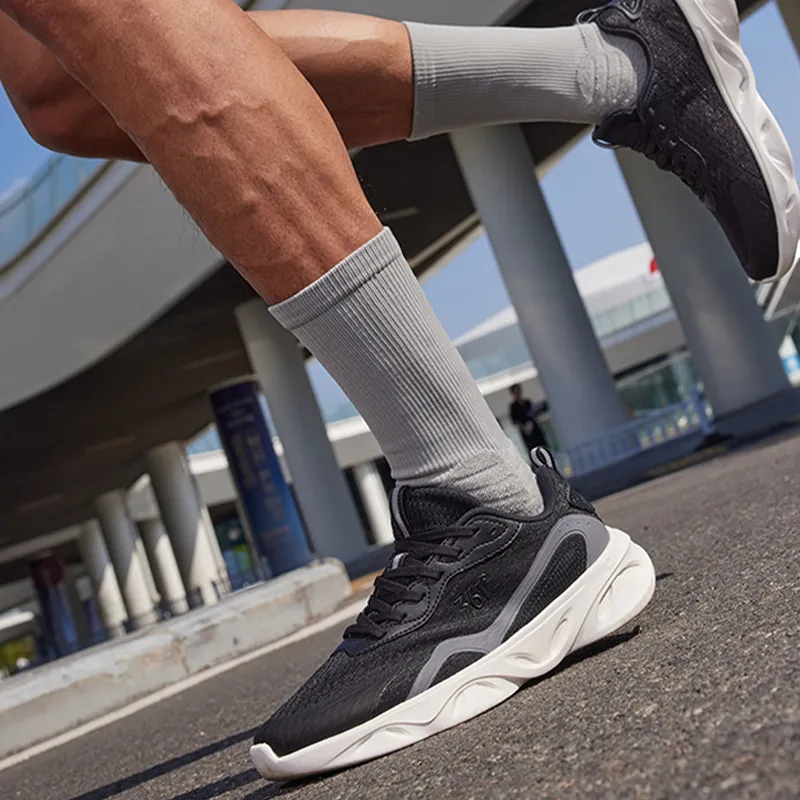 361° Cushioning, Slip Resistant, Abrasion Resistant, Breathable Low Top Running Shoes Men's Black Gray-5