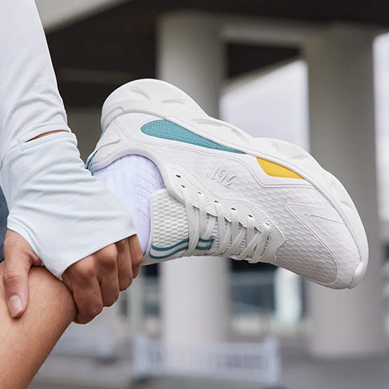 361° Light Feather Cushioning, Slip Resistant, Abrasion Resistant, Breathable Low Top Running Shoes White Green-12