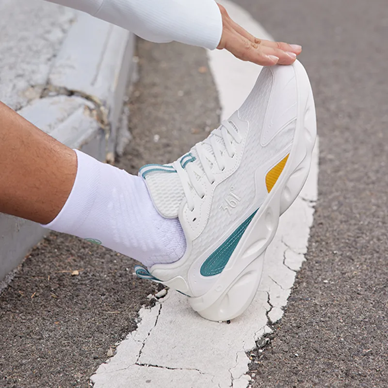 361° Light Feather Cushioning, Slip Resistant, Abrasion Resistant, Breathable Low Top Running Shoes White Green-10