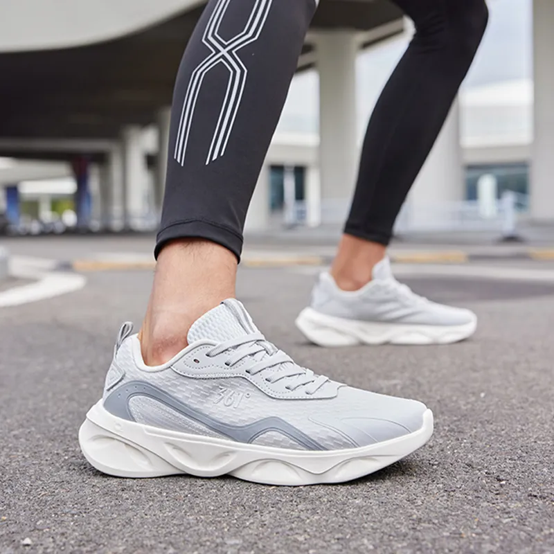 361° Light Feathers Cushioning Anti Slip Wear Resistant Breathability Low Top Running Shoes Men's Photon Gray-5