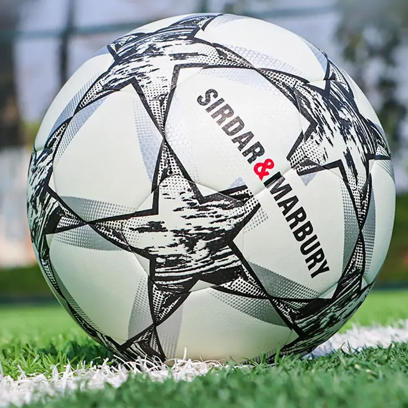 SIRDAR Size 5 Soccer PU Machine Stitched Soccer Ball Unisex Black Gray Color-3