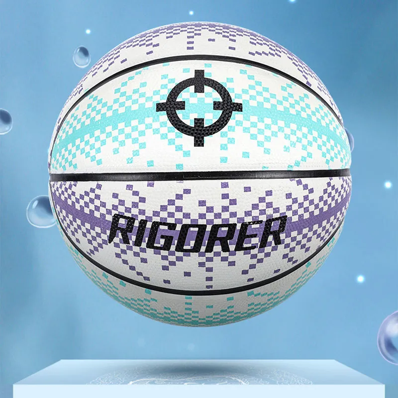 RIGORER Pixel Collection Rubber Basketball Blue Purple White Size 7 Training-7