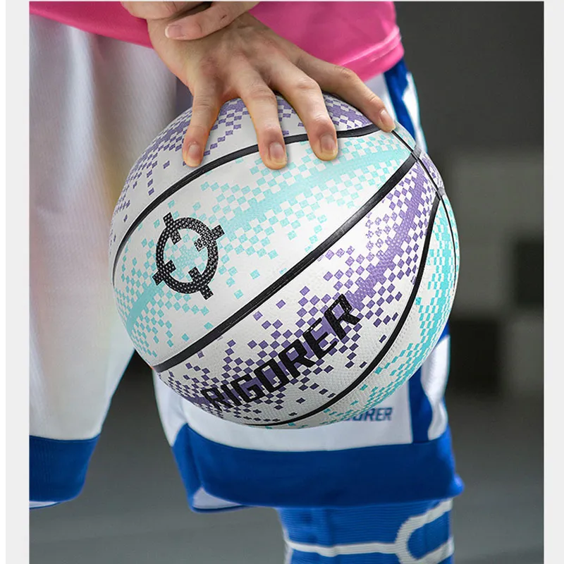 RIGORER Pixel Collection Rubber Basketball Blue Purple White Size 7 Training-6